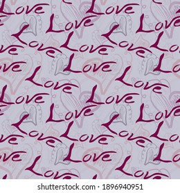 Elegante patrón impecable con palabras de amor, elementos de diseño. Patrón romántico para invitaciones, tarjetas, papel, envoltura de regalo, manufactura, textiles, tela, papel pintado
