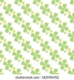 Elegant seamless pattern with lucky clovers, design elements. Patrick pattern for invitations, cards, print, gift wrap, manufacturing, textile, fabric, wallpapers