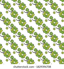 Elegant seamless pattern with lucky clovers, design elements. Patrick pattern for invitations, cards, print, gift wrap, manufacturing, textile, fabric, wallpapers