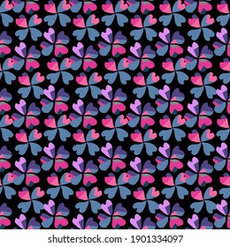 Elegantes, nahtloses Muster mit glücklichen Klemmen, Design-Elementen. Muster für Einladungen, Karten, Druck, Geschenkverpackung, Herstellung, Textilien, Gewebe, Bildschirmhintergründe