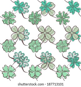 elegant seamless pattern with lucky four leaf clovers, design element