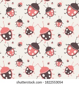 Elegant seamless pattern with lucky ladybug symbols, design elements. Lucky pattern for invitations, cards, print, gift wrap, manufacturing, textile, fabric, wallpapers