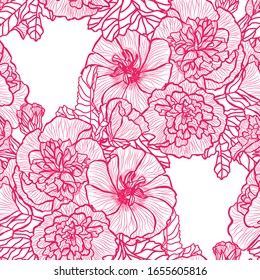 Elegant seamless pattern with malva flowers, design elements. Floral  pattern for invitations, cards, print, gift wrap, manufacturing, textile, fabric, wallpapers