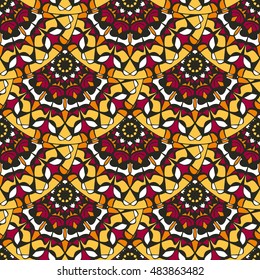 Elegant seamless pattern with Mandala and floral elements