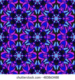 Elegant seamless pattern with Mandala and floral elements