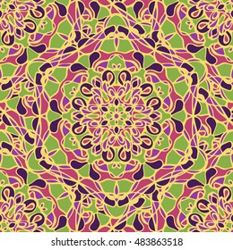 Elegant seamless pattern with Mandala and floral elements