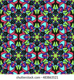 Elegant seamless pattern with Mandala and floral elements