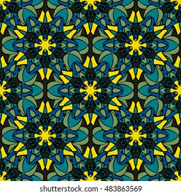 Elegant seamless pattern with Mandala and floral elements