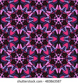 Elegant seamless pattern with Mandala and floral elements