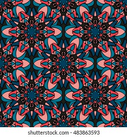 Elegant seamless pattern with Mandala and floral elements