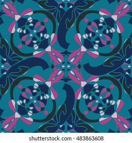 Elegant seamless pattern with Mandala and floral elements