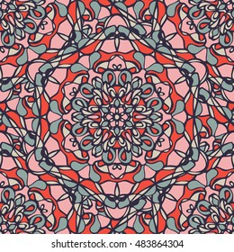 Elegant seamless pattern with Mandala and floral elements