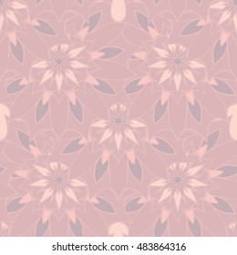 Elegant seamless pattern with Mandala and floral elements