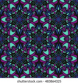 Elegant seamless pattern with Mandala and floral elements