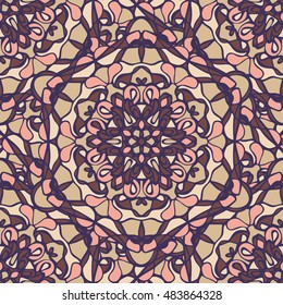 Elegant seamless pattern with Mandala and floral elements