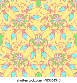 Elegant seamless pattern with Mandala and floral elements