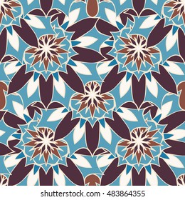 Elegant seamless pattern with Mandala and floral elements
