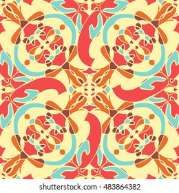 Elegant seamless pattern with Mandala and floral elements