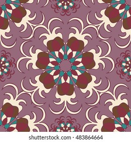 Elegant seamless pattern with Mandala and floral elements