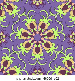 Elegant seamless pattern with Mandala and floral elements