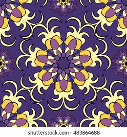 Elegant seamless pattern with Mandala and floral elements