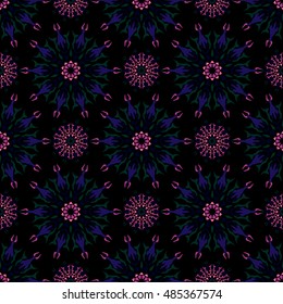 Elegant seamless pattern with Mandala and floral elements.Nice hand-drawn illustration