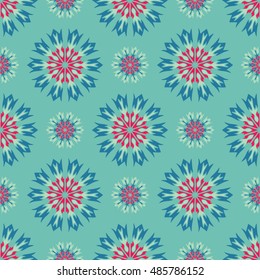 Elegant seamless pattern with Mandala and floral elements. Nice hand-drawn illustration