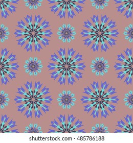 Elegant seamless pattern with Mandala and floral elements. Nice hand-drawn illustration