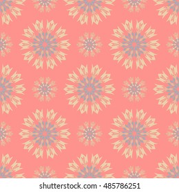 Elegant seamless pattern with Mandala and floral elements. Nice hand-drawn illustration