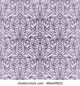Elegant seamless pattern with Mandala and floral elements. Nice hand-drawn illustration