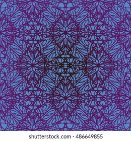 Elegant seamless pattern with Mandala and floral elements. Nice hand-drawn illustration