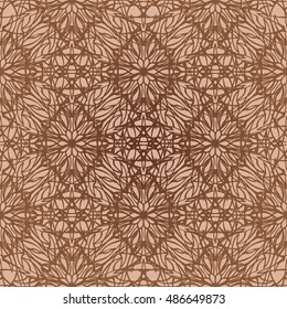 Elegant seamless pattern with Mandala and floral elements. Nice hand-drawn illustration