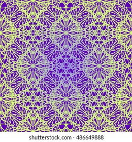 Elegant seamless pattern with Mandala and floral elements. Nice hand-drawn illustration