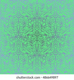 Elegant seamless pattern with Mandala and floral elements. Nice hand-drawn illustration