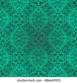 Elegant seamless pattern with Mandala and floral elements. Nice hand-drawn illustration