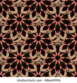 Elegant seamless pattern with Mandala and floral elements. Nice hand-drawn illustration
