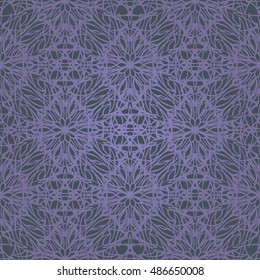 Elegant seamless pattern with Mandala and floral elements. Nice hand-drawn illustration