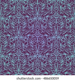 Elegant seamless pattern with Mandala and floral elements. Nice hand-drawn illustration