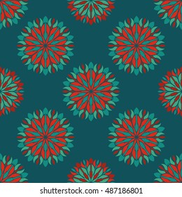 Elegant seamless pattern with Mandala and floral elements. Nice hand-drawn illustration