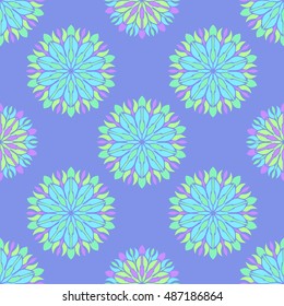 Elegant seamless pattern with Mandala and floral elements. Nice hand-drawn illustration