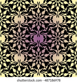 Elegant seamless pattern with Mandala and floral elements. Nice hand-drawn illustration