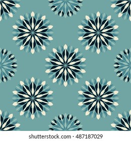 Elegant seamless pattern with Mandala and floral elements. Nice hand-drawn illustration