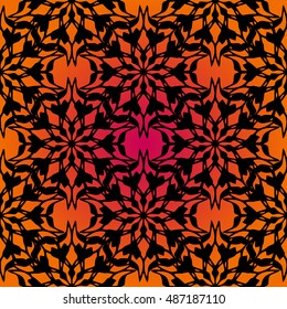 Elegant seamless pattern with Mandala and floral elements. Nice hand-drawn illustration