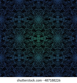 Elegant seamless pattern with Mandala and floral elements. Nice hand-drawn illustration