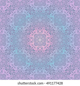 Elegant seamless pattern with Mandala and floral elements