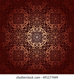 Elegant seamless pattern with Mandala and floral elements