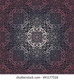 Elegant seamless pattern with Mandala and floral elements
