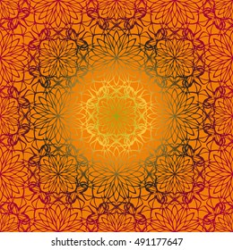 Elegant seamless pattern with Mandala and floral elements