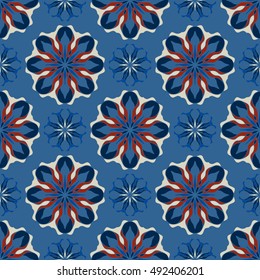 Elegant seamless pattern with Mandala and floral elements. Nice hand-drawn vector illustration