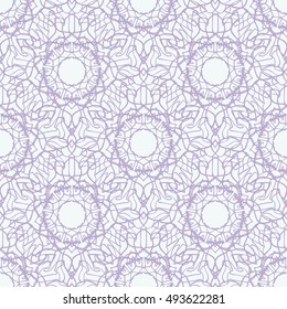 Elegant seamless pattern with Mandala and floral elements. Nice hand-drawn vector illustration
